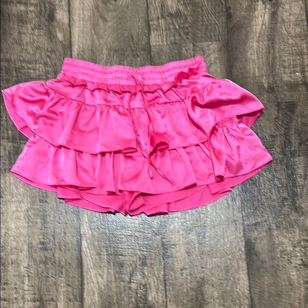 Pink Ruffled Skirt With Built In Shorts